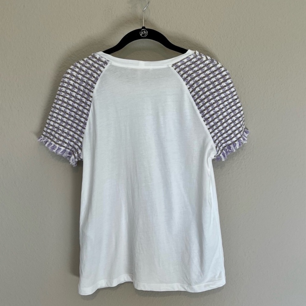 Maje Purple Tweed Organic Cotton Short Sleeve T-Shirt View 2